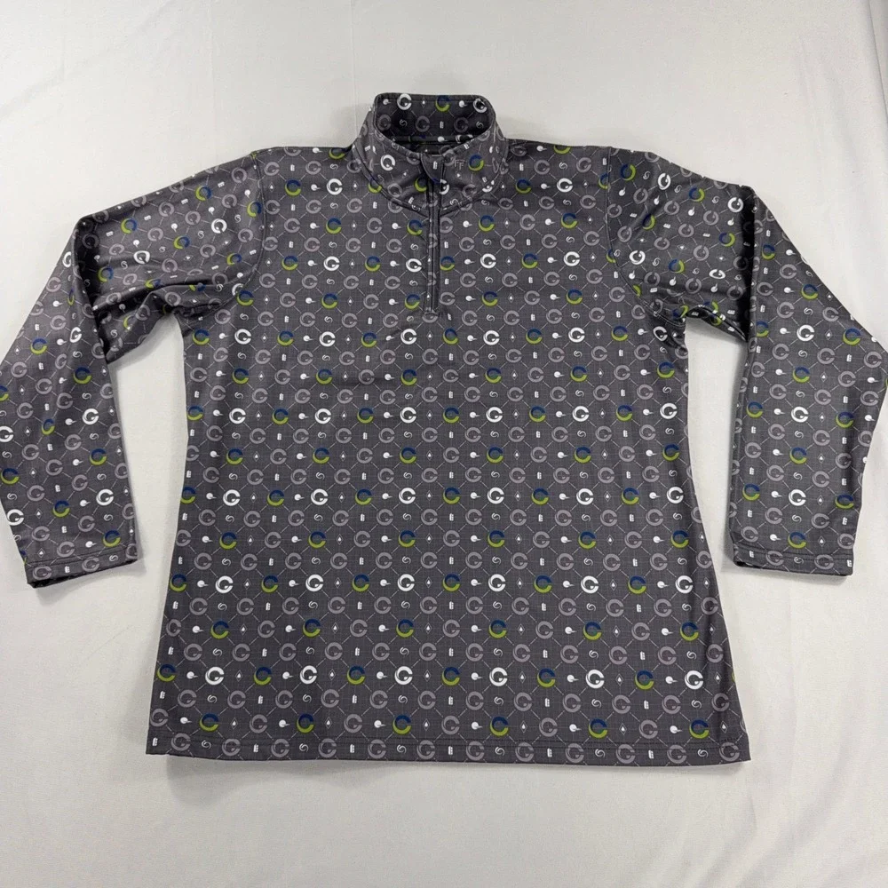 Fore Fathers Quarter Zip Pullover Golf Shirt Geometric Print Mens XXXL